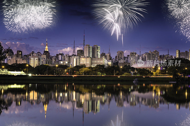 从巴西伊比拉普埃拉公园(Ibirapuera Park)可以看到圣保罗令人惊叹的美景